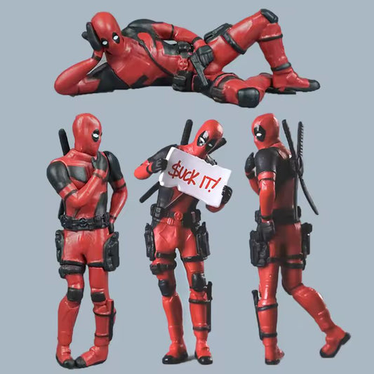 3-8cm Anime Figures Deadpool Car Interior Action Figure Sitting Posture Mini Doll Marvel Hero Collection Kids Toy Birthday Gifts