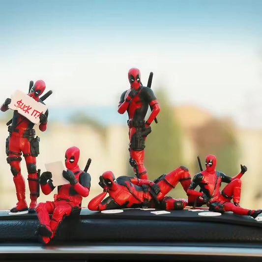 3-8cm Anime Figures Deadpool Car Interior Action Figure Sitting Posture Mini Doll Marvel Hero Collection Kids Toy Birthday Gifts